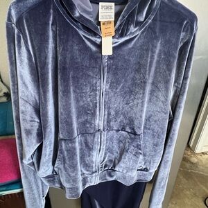 PINK Victoria's Secret Blue Velvet Jacket and Pants